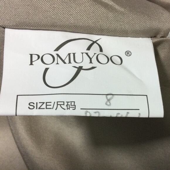 FORMAL SZ 8 M Tan Taupe Brown Faux Wrap Belted Maxi Bridesmaid Dress NEW 0B13 - Picture 7 of 8